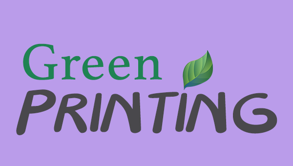Green Printing with a leaf against purple background
